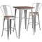 Emma and Oliver 23.5" Square Metal/Wood Bar Table Set - 2 Stools